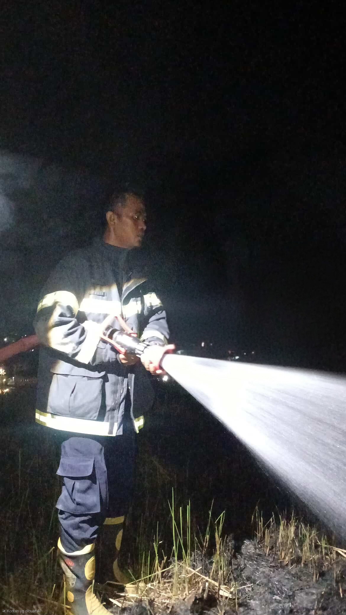 pemadaman kebakaran Lahan di  TPU Tionghoa Siantar 