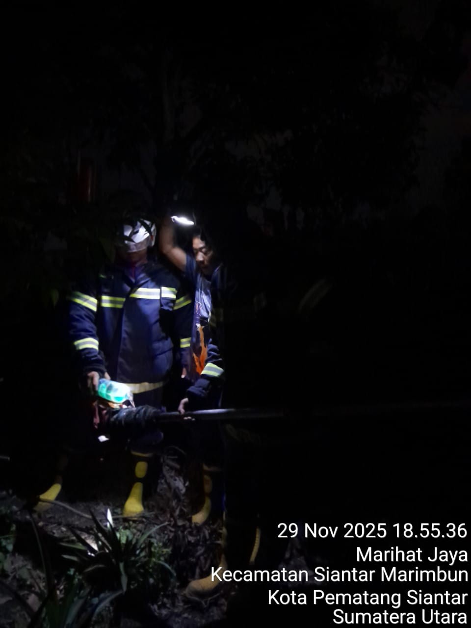 Personil Dinas Pemadam Kebakaran dan Penyelamatan berhasil mengevakuasi sarang tawon di halam rumah