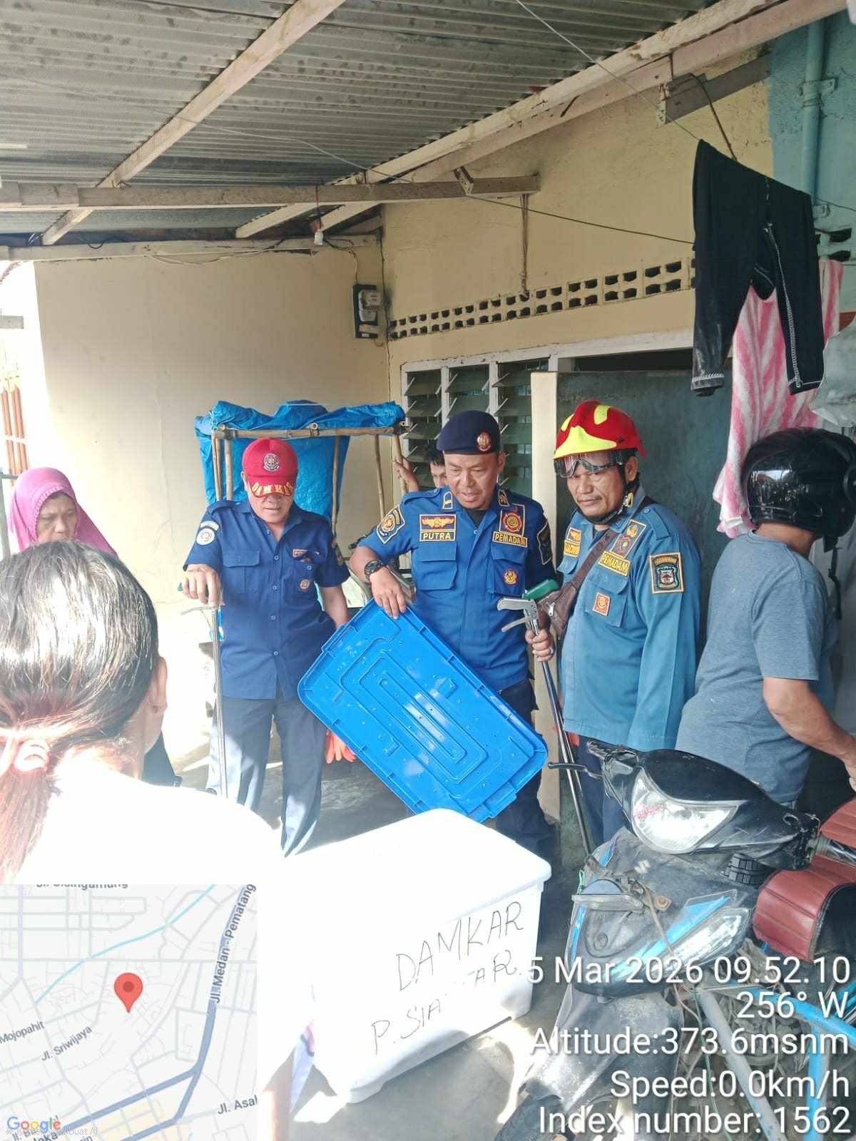 evakuasi seekor ular di rumah warga  Jl. Sepat